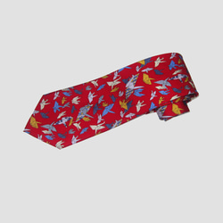 シルクネクタイ、おりがみ、千羽鶴　ネクタイ、N900-2 4枚目の画像