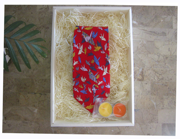 シルクネクタイ、おりがみ、千羽鶴　ネクタイ、N900-2 6枚目の画像