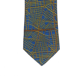 シルクネクタイ、Lima Map ネクタイ、ブルー 2枚目の画像
