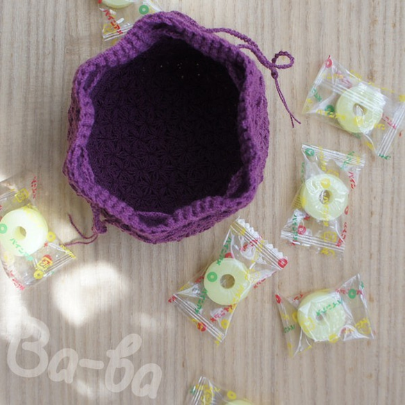 Ba-ba handmade  Crochet Drawstring mini-bag  No.KPR6 第2張的照片