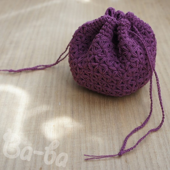 Ba-ba handmade  Crochet Drawstring mini-bag  No.KPR6 第5張的照片