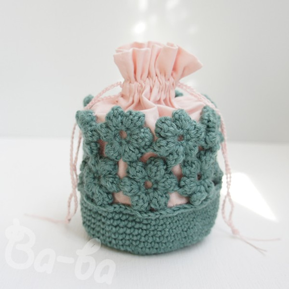 Ba-ba handmade Ume-stich drawstring bag  No.KU2 第2張的照片