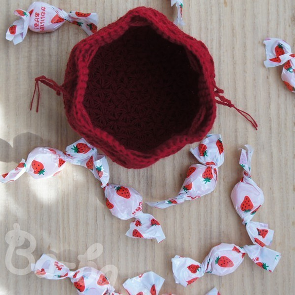 Ba-ba handmade  Crochet Drawstring mini-bag  No.KPR5 第1張的照片