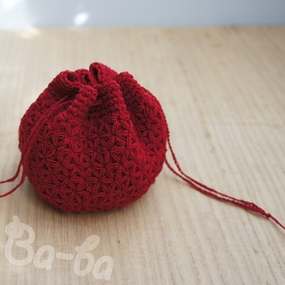 Ba-ba handmade  Crochet Drawstring mini-bag  No.KPR5 第3張的照片