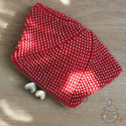 Ba-ba handmade Beads crochet square pouch No.1246 第1張的照片