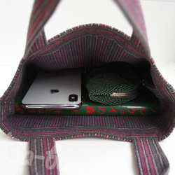ばあば作♪レトロなフランネルのA5サイズ手さげバッグ　（flannel・A5B3） 5枚目の画像