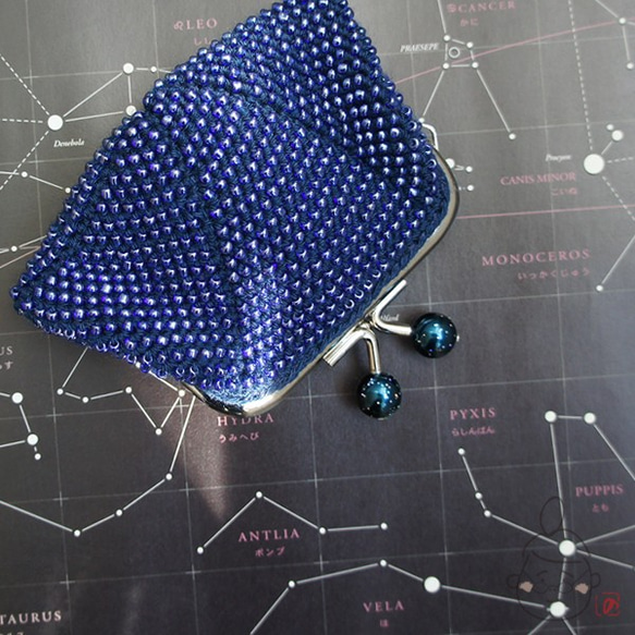 ばあば作総ガラスビーズのスクエアがま口（Enceladus・1345） がま口  