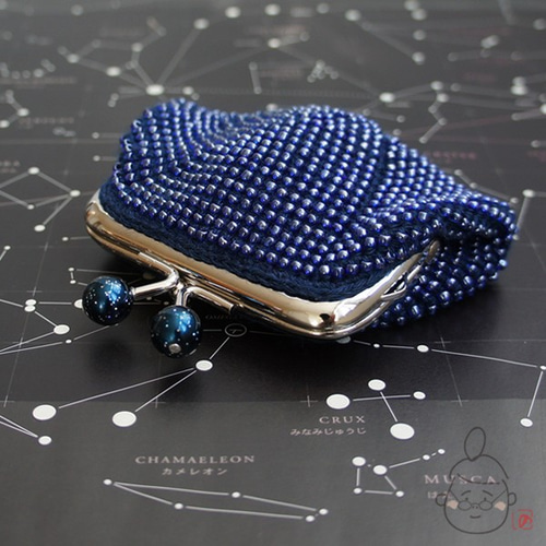 ばあば作総ガラスビーズのスクエアがま口（Enceladus・1345） がま口  