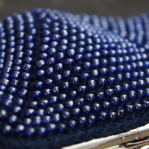 ばあば作総ガラスビーズのスクエアがま口（Enceladus・1345） がま口  