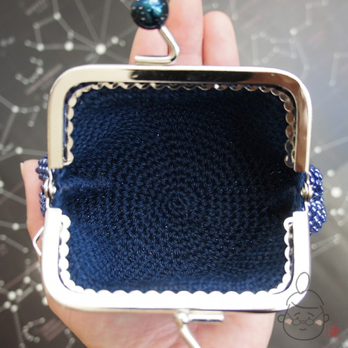 ばあば作総ガラスビーズのスクエアがま口（Enceladus・1345） がま口  