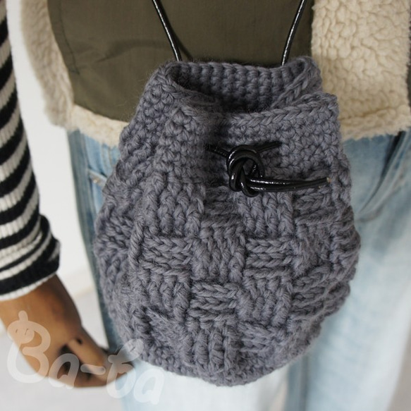 Ba-ba handmade  Crochet Drawstring bag with string  No.KP7 第1張的照片
