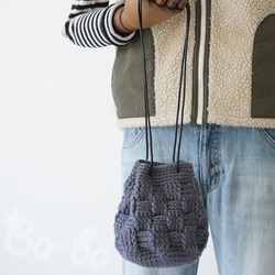 Ba-ba handmade  Crochet Drawstring bag with string  No.KP7 第9張的照片