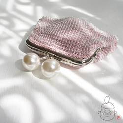 Ba-ba handmade Beads crochet square pouch No.1436 第4張的照片