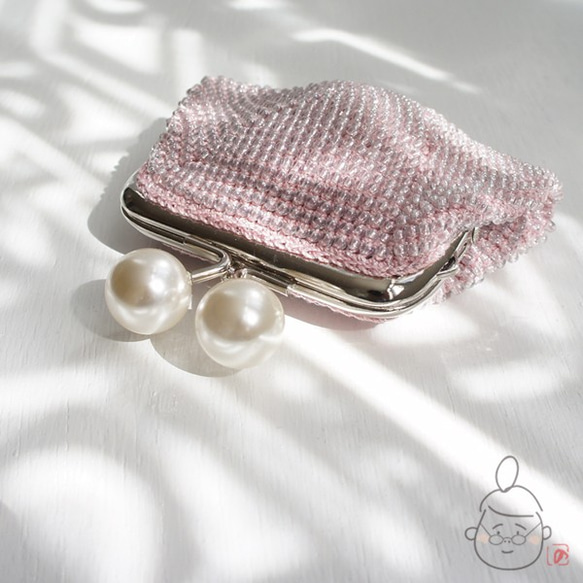 Ba-ba handmade Beads crochet square pouch No.1436 第4張的照片