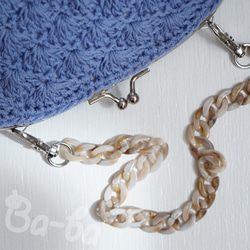 ばあば作♪松編みのがまぐちポーチ　（blu viola・C1478） 7枚目の画像