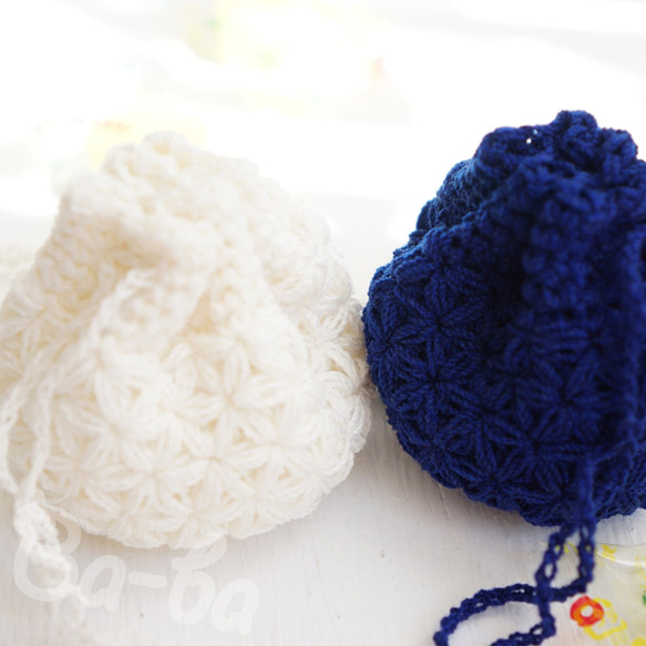 Ba-ba handmade  Crochet Drawstring mini-mini-mini bag  No.KP 第3張的照片