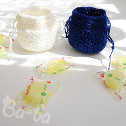 Ba-ba handmade  Crochet Drawstring mini-mini-mini bag  No.KP 第4張的照片