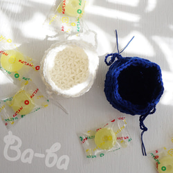 Ba-ba handmade  Crochet Drawstring mini-mini-mini bag  No.KP 第5張的照片