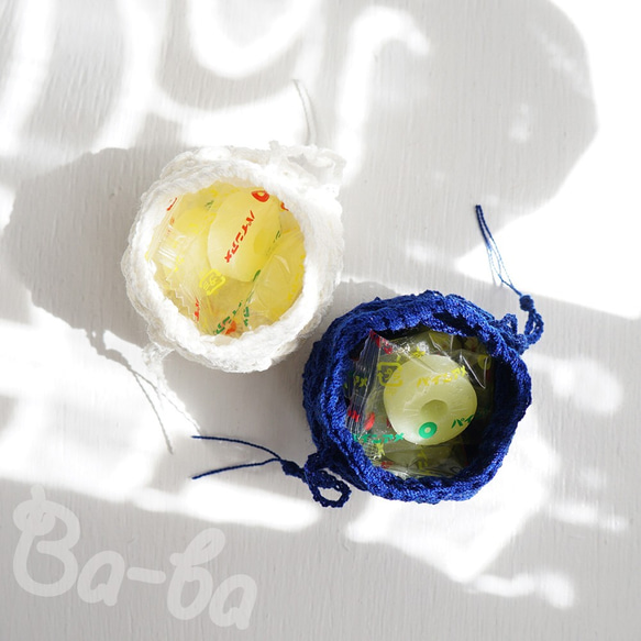 Ba-ba handmade  Crochet Drawstring mini-mini-mini bag  No.KP 第6張的照片
