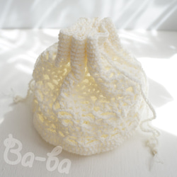 Ba-ba handmade Openwork knitting Drawstring bag No.MB24 第1張的照片