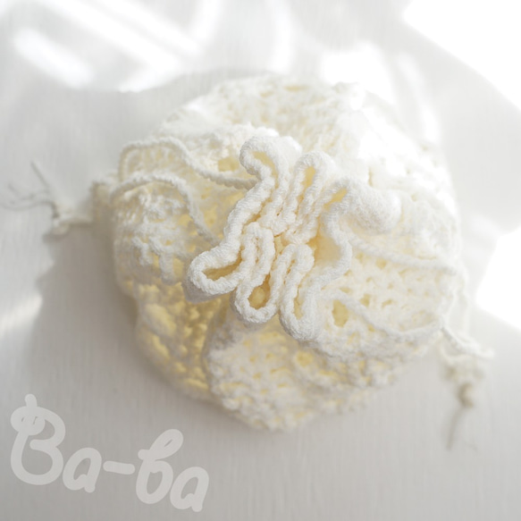 Ba-ba handmade Openwork knitting Drawstring bag No.MB24 第2張的照片