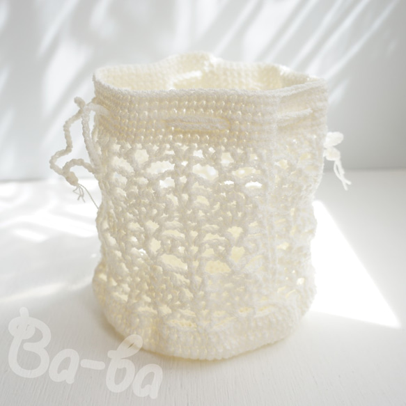 Ba-ba handmade Openwork knitting Drawstring bag No.MB24 第4張的照片