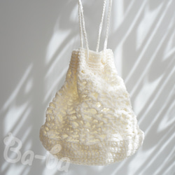 Ba-ba handmade Openwork knitting Drawstring bag No.MB24 第8張的照片