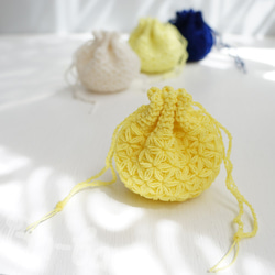 Crochet Drawstring mini-mini-mini bag  No.KPPPR6 第1張的照片