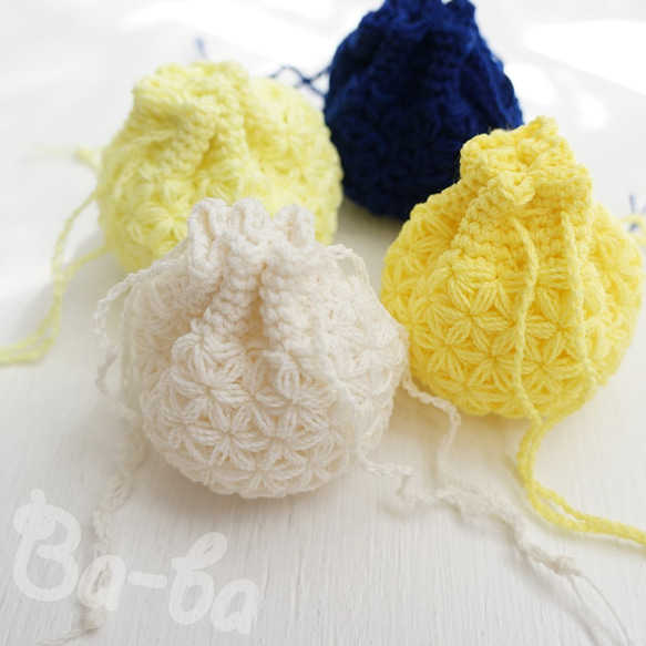 Crochet Drawstring mini-mini-mini bag  No.KPPPR6 第2張的照片