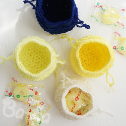 Crochet Drawstring mini-mini-mini bag  No.KPPPR6 第5張的照片