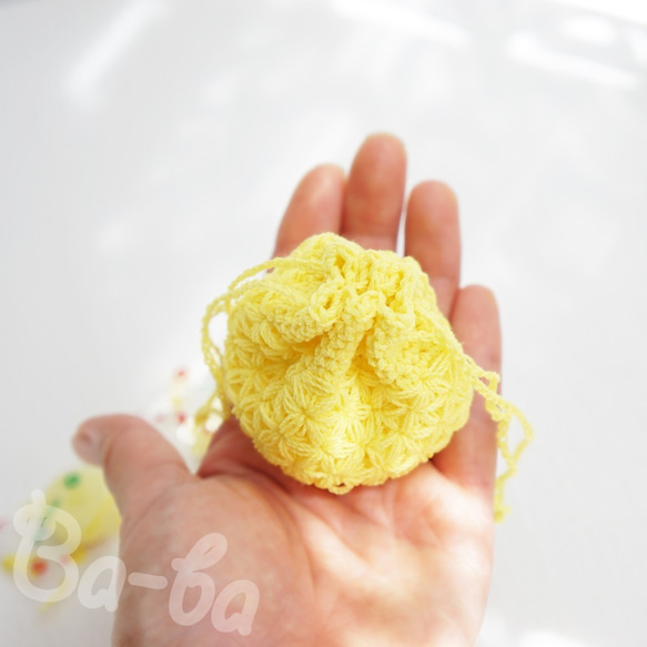 Crochet Drawstring mini-mini-mini bag  No.KPPPR6 第10張的照片