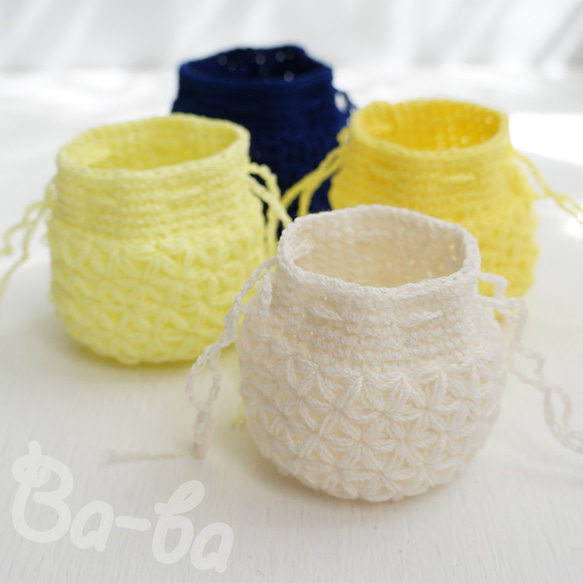 Crochet Drawstring mini-mini-mini bag  No.KPPPR7 第5張的照片