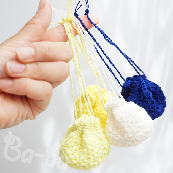 Crochet Drawstring mini-mini-mini bag  No.KPPPR7 第8張的照片