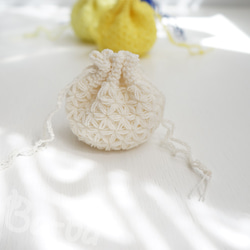 Crochet Drawstring mini-mini-mini bag  No.KPPPR8 第1張的照片