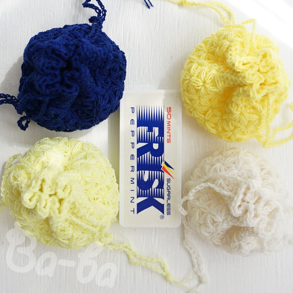 Crochet Drawstring mini-mini-mini bag  No.KPPPR8 第5張的照片