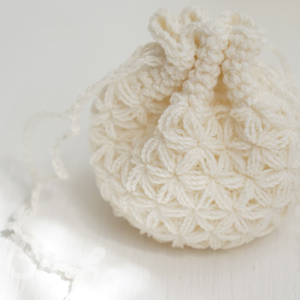 Crochet Drawstring mini-mini-mini bag  No.KPPPR8 第9張的照片