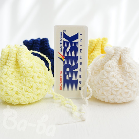 Crochet Drawstring mini-mini-mini bag  No.KPPPR9 第4張的照片
