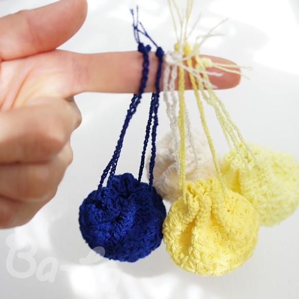 Crochet Drawstring mini-mini-mini bag  No.KPPPR9 第8張的照片