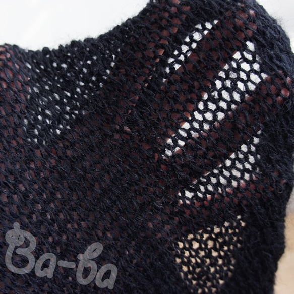 保暖機織圍巾（馬海毛黑，M3） 第4張的照片