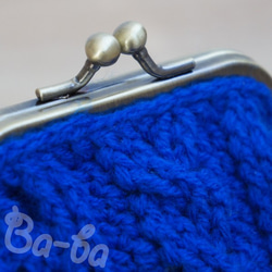 ばあば作、なわ編み模様のがま口（alanblue・C1284） 4枚目の画像