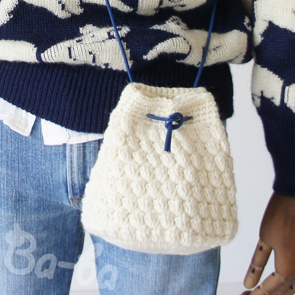 Ba-ba handmade  Crochet Drawstring bag with string  No.KP1 第2張的照片