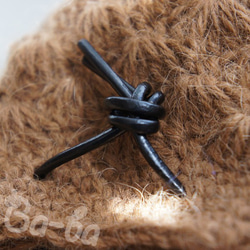 ばあば作、knit巾着（松編み・アルパカ・KP5) 4枚目の画像