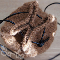 ばあば作、knit巾着（松編み・アルパカ・KP5) 8枚目の画像