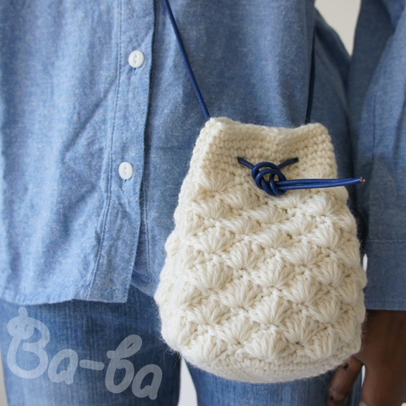 Ba-ba handmade  Crochet Drawstring bag with string  No.KP2 第2張的照片