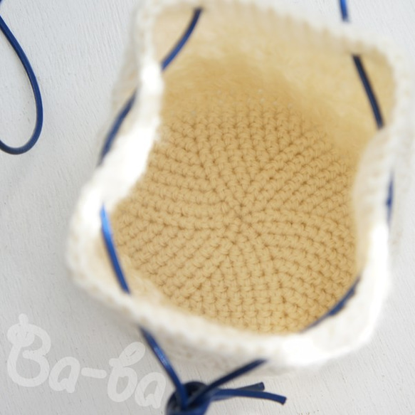 Ba-ba handmade  Crochet Drawstring bag with string  No.KP2 第8張的照片