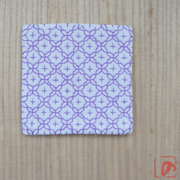 Handmade coaster "SASHIKO" purple 第2張的照片