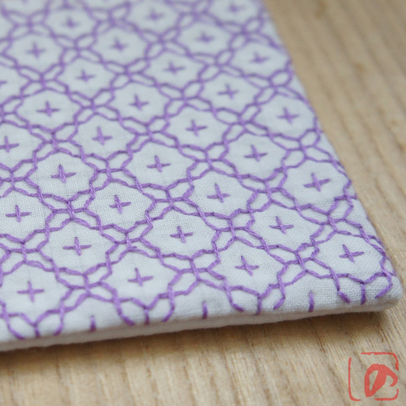 Handmade coaster "SASHIKO" purple 第3張的照片