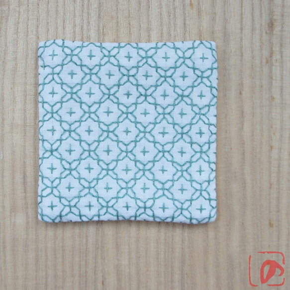 Handmade coaster "SASHIKO" green 第2張的照片