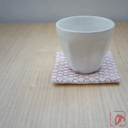 Handmade coaster "SASHIKO" red 第1張的照片