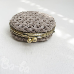 Ba-ba handmade Jasmine Stitch crochet round pouch No.C1328 第2張的照片